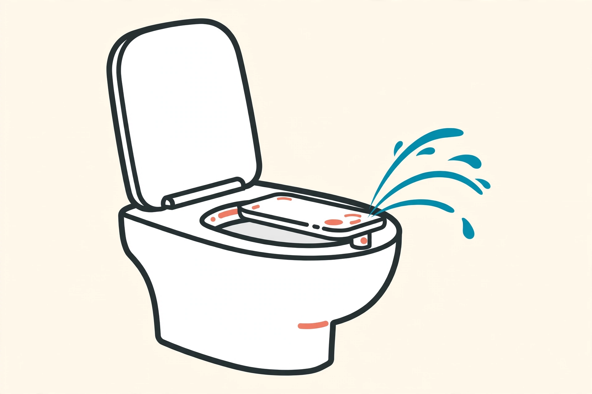 Illustration of a bidet attachment mounted under a toilet seat